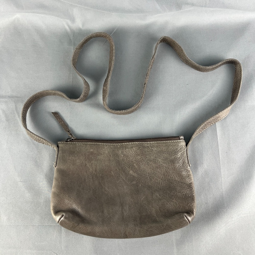 RPS Rock Paper Scissors Shoulder Bag Womens Gray Faux Leather Crossbody Strap